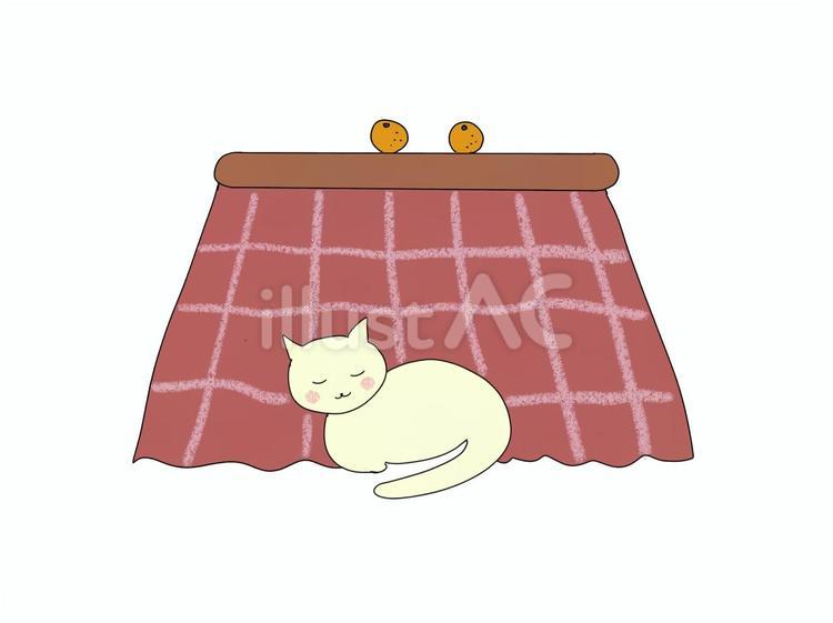 猫とこたつとみかん 猫,こたつ,みかんのイラスト素材