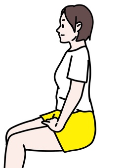 女性座位姿勢 女性,姿勢,座位,座る,空気椅子,若い,20代,30代,女の子,筋肉のイラスト素材