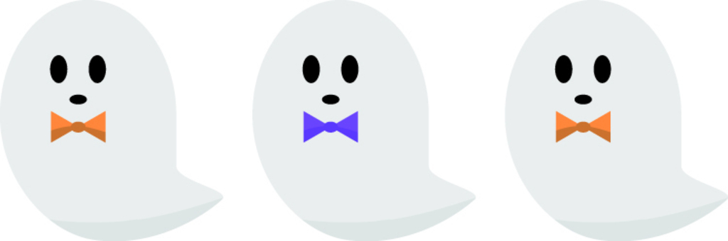 Dressed up ghost 3 in a row, , JPG, PNG and AI