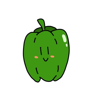ピーマン ピーマン,野菜,夏,菜園,家庭菜園,シンプル,緑,ニコニコのイラスト素材