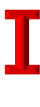 ３Dアルファベット大文字赤I i,アルファベット,大文字,立体,3d,赤,装飾文字,フォント,デザイン,アイコンのイラスト素材