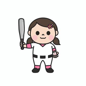 野球のバットとボールを持った女の子4 野球,バット,ボール,ユニフォーム,試合,練習,スポーツ,チーム,打者,バッティングのイラスト素材