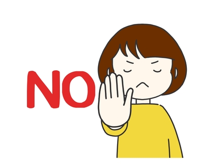 拒絶のポーズをとる女性 拒絶,拒否,否定,no,イヤ,だめ,ng,女性,若い,女の人のイラスト素材