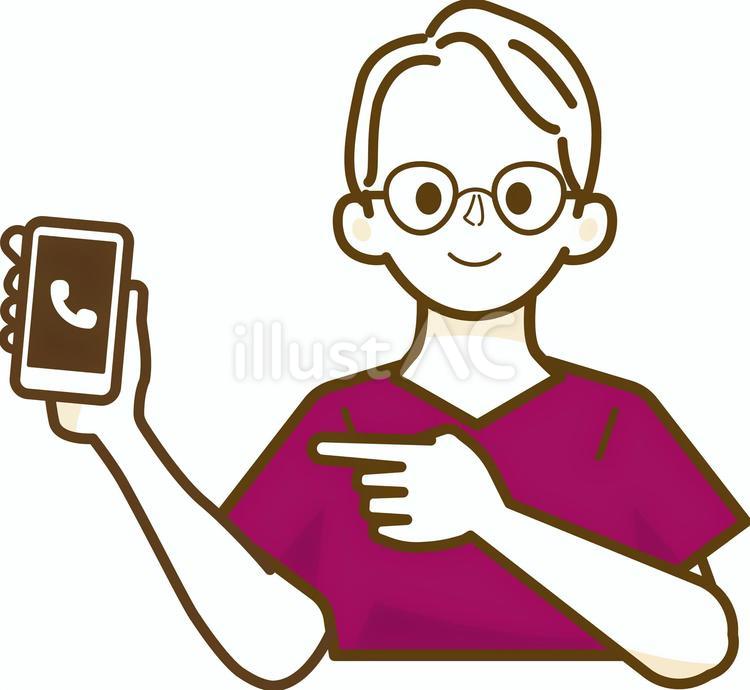 メガネの医師男性（スマホ） 医師,看護士,男性のイラスト素材