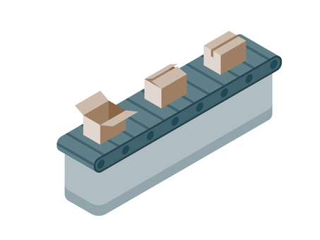 アイソメトリック_ベルトコンベア アイソメトリック,立体,アイソメ,斜め上,工場,機械,生産ライン,製造,コンベア,ベルトのイラスト素材