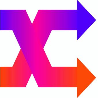 交差矢印行交差右向き 交差矢印行交差右向き 矢印,交差,行入れ替え,右,赤,青のイラスト素材