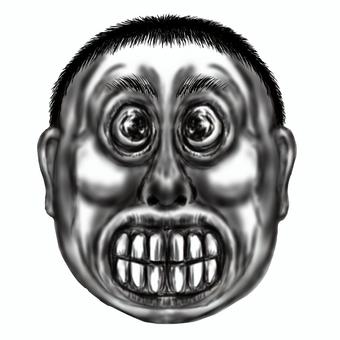 白黒の不気味なより目の男の顔または霊 白黒の不気味なより目の男の顔または霊 ヒトコワ,不審者,男のイラスト素材
