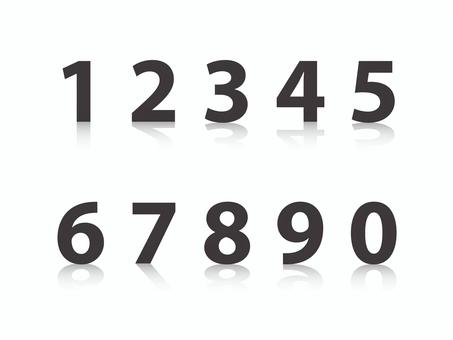 数字（反射・白背景）03 数字,ナンバー,番号,黒,反射,白背景,セット,アイコンのイラスト素材