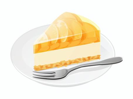 黄桃ゼリーレアチーズケーキ4 チーズケーキ,ケーキ,黄桃,ゼリー,スイーツ,料理,食べ物,チーズ,クッキー,皿のイラスト素材