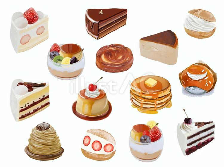 ケーキとスイーツのセット（2） ケーキ,スイーツ,セットのイラスト素材