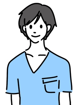 スクラブを着た男性 医者,白衣,医師,看護師,幼い,コメディカル,男性,若い,イケメン,好青年のイラスト素材