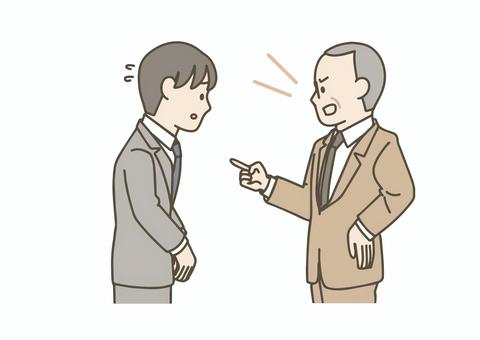 上司に怒られる男性社員 人物,サラリーマン,職業,新入社員,男性,スーツ,上司,叱責,怒られる,ビジネスマンのイラスト素材