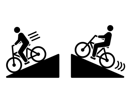 自転車 坂道 下り坂 自転車 坂道 下り坂 自転車,坂道,下り坂,傾斜,ピクトグラム,注意,注意喚起,乗り物のイラスト素材