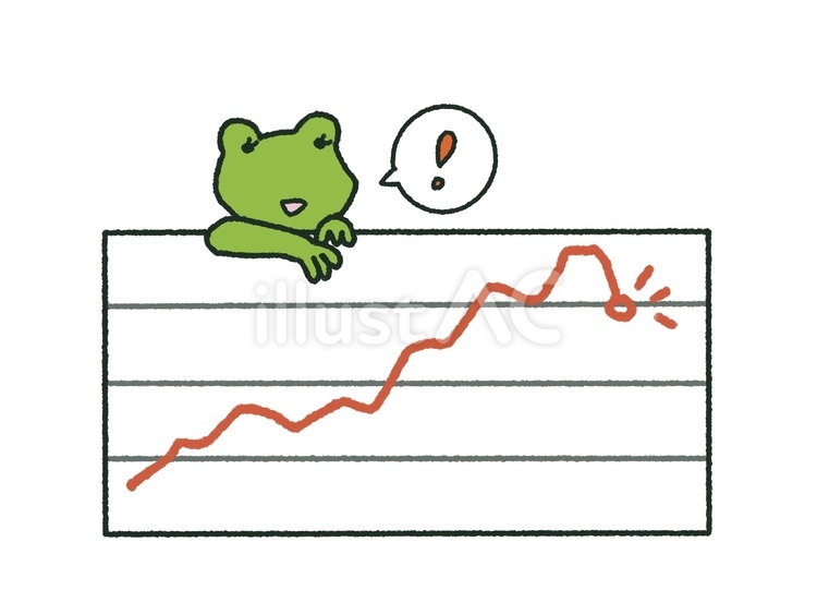 値下がりに喜ぶかえるのお母さん 値下がり,価格,推移のイラスト素材