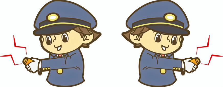 電子ホイッスルを握る鉄道員 駅員,車掌,運転士,運転手,鉄道員,乗務員,鉄道,新幹線,路面電車,地下鉄のイラスト素材
