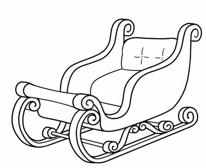 サンタのソリ　線画 ソリ,クリスマス,サンタ,乗る,運ぶ,線画,乗り物のイラスト素材