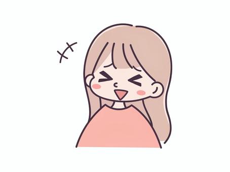 爆笑する女の子のイラスト 爆笑,笑顔,笑う,楽しい,ロング,ベクター,手描き,女性,女の子,女子のイラスト素材