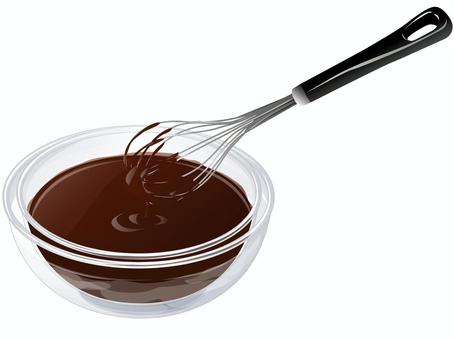 湯煎したチョコレート 湯煎したチョコレート チョコレート,湯煎,ボウル,泡立て器,お菓子作り,料理,食べ物のイラスト素材