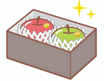 贈答用の箱入りりんご 贈答用の箱入りりんご りんご,赤,箱,青,高級,フルーツキャップ,緩衝材,キラキラ,2個,贈答のイラスト素材