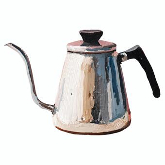 厚塗りドリップケトル ケトル,ポット,コーヒー,カフェ,器具,ドリップ,厚塗り,手描き,油絵風,シンプルのイラスト素材