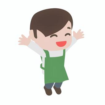 喜ぶ店員 店員,喜ぶ,笑顔,接客,サービス,お客様,満足,幸せ,嬉しい,販売のイラスト素材