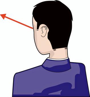視線　　 視線,見る,方向,矢印,頭頂部,後頭部,後ろ姿,スーツ,男性のイラスト素材