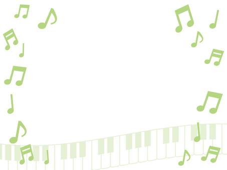 緑の鍵盤と音符をあしらった音楽フレーム フレーム,背景,ボーダー,音楽,音符,ピアノ,鍵盤,メロディ,演奏会,発表会のイラスト素材