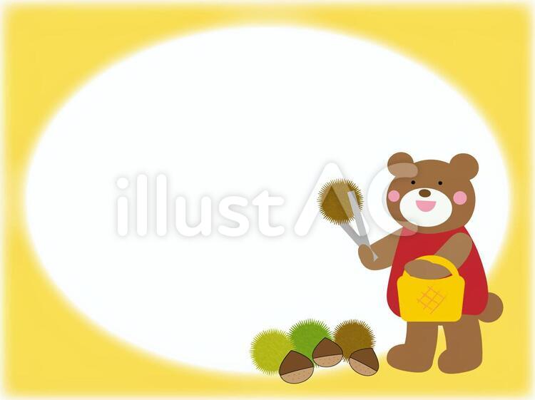 栗ひろいのイラスト フレーム,栗,栗拾いのイラスト素材