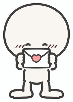 ラブレターとシンブル人物、喜ぶ棒人間 バレンタイン,棒人間,ラブレター,人物,バレンタインデー,告白,手紙,2月,冬,笑顔のイラスト素材