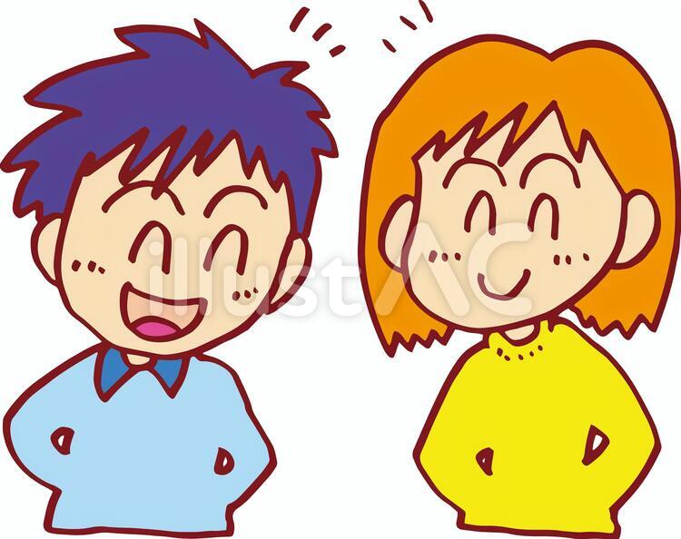 こんにちは 二人,出会い,夫婦のイラスト素材