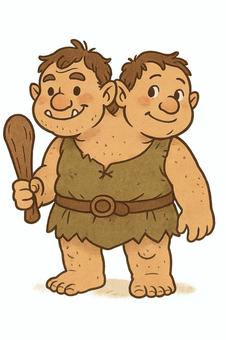 棍棒を持つ双頭の巨人