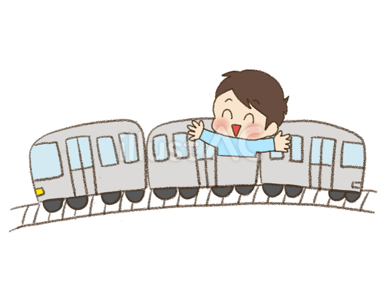 電車でおでかけする男の子 視覚支援,お支度ボード,絵カードのイラスト素材