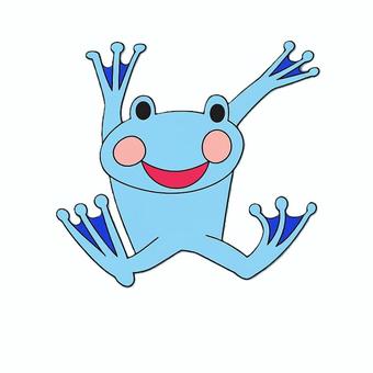 かえる　カラフル　水色 かえる,カラフル,かわいい,ゆるい,ファンシー,コミカル,オリジナル,ゆるキャラ,ハート,水色のイラスト素材