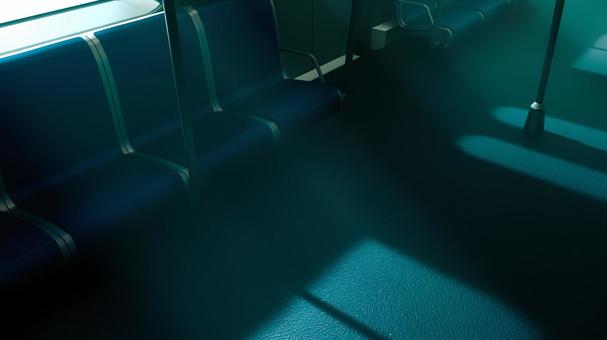 海外風の電車の光が差し込む暗い床 電車,電車内,背景,乗り物,座席,吊り革,公共機関,交通機関,通勤,通学のイラスト素材