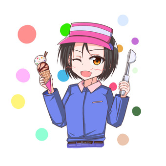 アイス屋さんの女の子 アイスクリーム,アイス,アイス屋さん,女の子,スイーツのイラスト素材