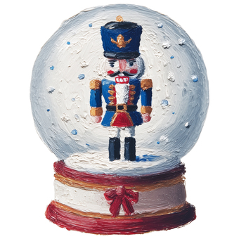 くるみ割り人形のスノードーム スノードーム,クリスマス,くるみ割り人形,スノーボール,雪,手描き,絵の具風,厚塗り,カラフル,雑貨のイラスト素材
