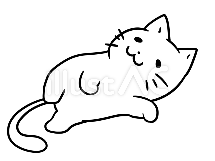 ごろん猫/枠のみ 猫,かわいい,ネコのイラスト素材