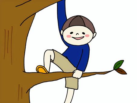 木登りする男の子 男の子,人物,子ども,幼児,児童,木登り,木,登る,枝,木の枝のイラスト素材