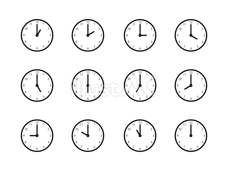 透明の文字盤　1〜12あり時計　セット 時計,アイコン,セットのイラスト素材