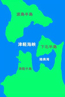 津軽海峡 地理,地図,東北地方,海峡,津軽海峡,下北半島,津軽半島,陸奥湾,渡島半島,海のイラスト素材