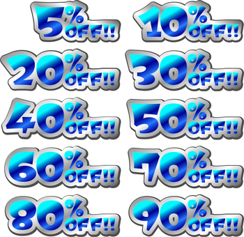 割引数字　青　OFF 割引,％,off,５％,１０％,２０％,３０％,４０％,５０％,６０％のイラスト素材