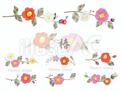 花の飾り枠66_椿