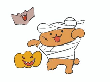 襲ってきたミイラくまさん くま,ミイラ,ハロウィン,かぼちゃ,コウモリ,かわいいいのイラスト素材