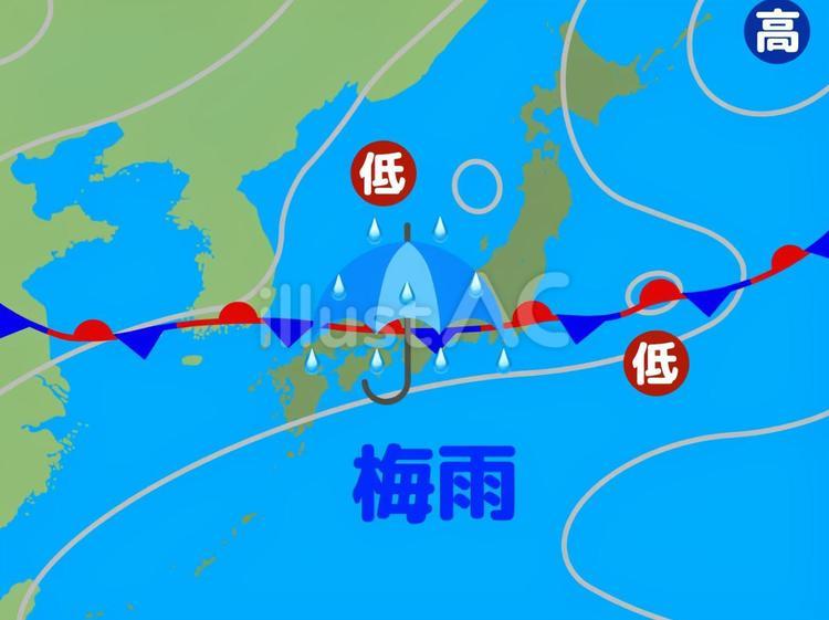 梅雨 梅雨前線,梅雨,初夏のイラスト素材