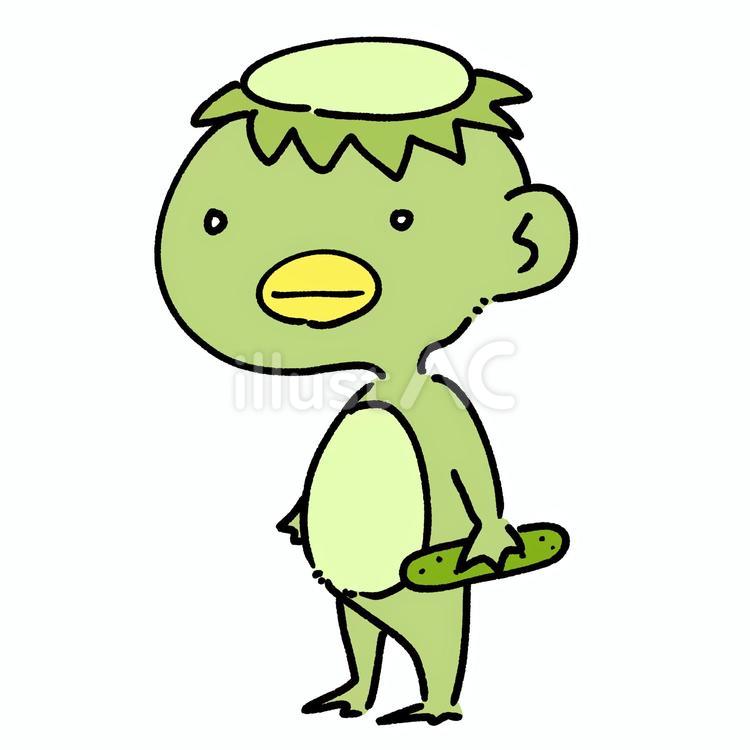 きゅうりを持ったかっぱ かっぱ,未確認生物,生き物のイラスト素材