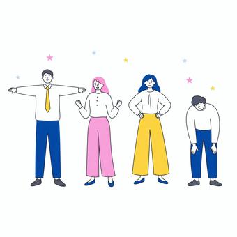 準備運動で気合を入れるビジネスチーム