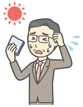  中年スーツ眼鏡-095-バスト 日射病,サラリーマン,会社員,中年,ビジネスマン,オフィス,ビジネス,営業マン,先生,講師のイラスト素材