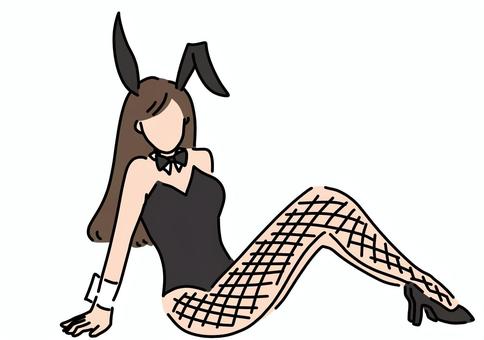 バニーガール足を揃えて横　カラー バニーガール,女性,網タイツ,全身,コスプレ,セクシー,カラーのイラスト素材