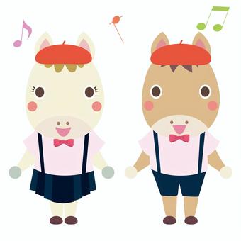 午年の馬の少年少女合唱団 午,馬,歌手,合唱,コーラス,年賀状,午年,歌,年賀,音楽のイラスト素材