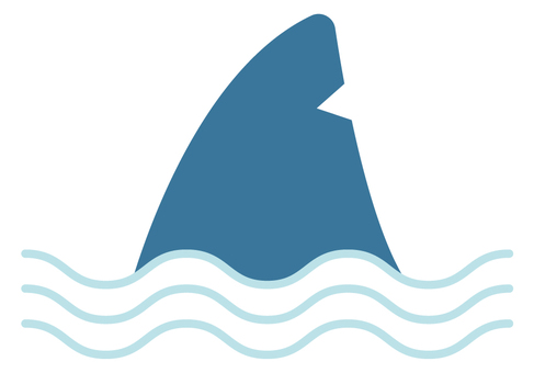 海面からのぞくサメの背びれ サメ,背びれ,ヒレ,海面,海,危険,波,シンプル,魚,泳ぐのイラスト素材